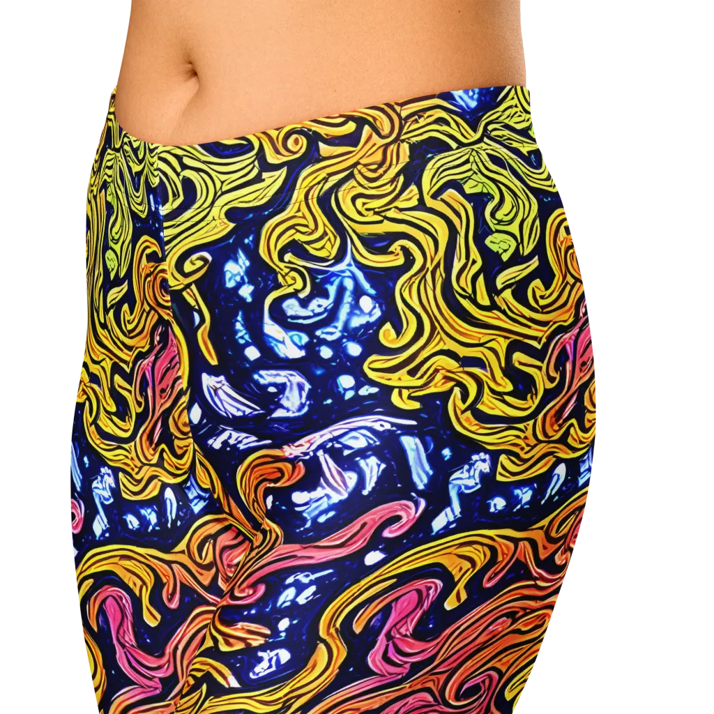 Golden Whorl on Capri Leggings — Zoomed-in