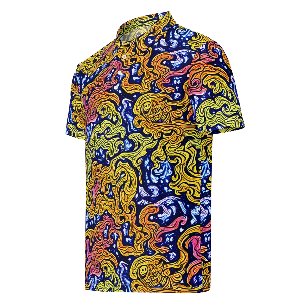 Golden Whorl on Men's Slim Fit Polo Shirt — Left Front