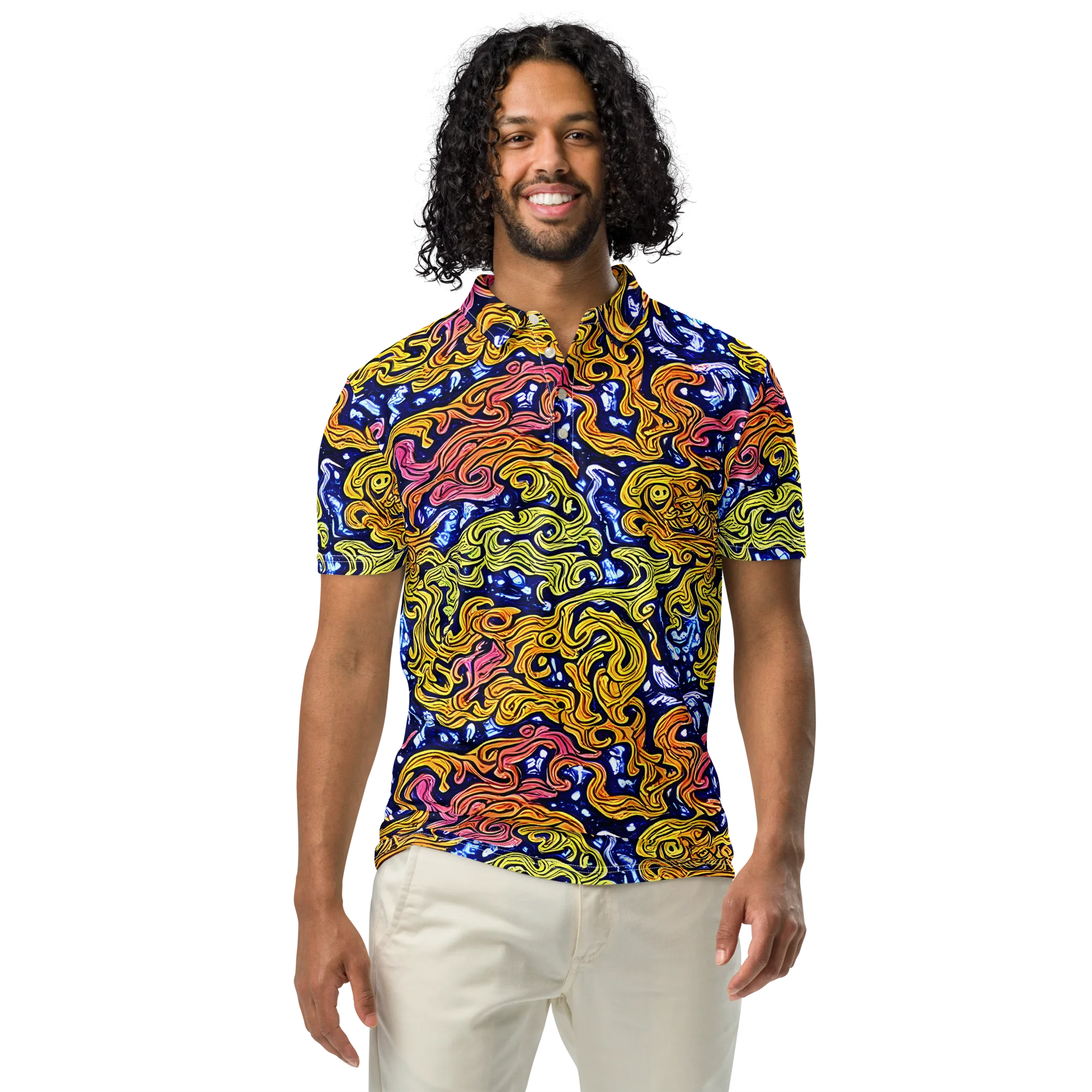 Golden Whorl on Men's Slim Fit Polo Shirt — Front