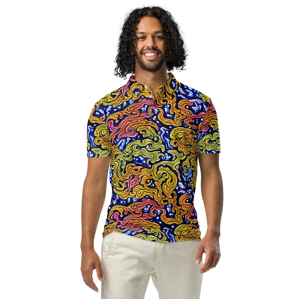 Golden Whorl on Men's Slim Fit Polo Shirt — Front