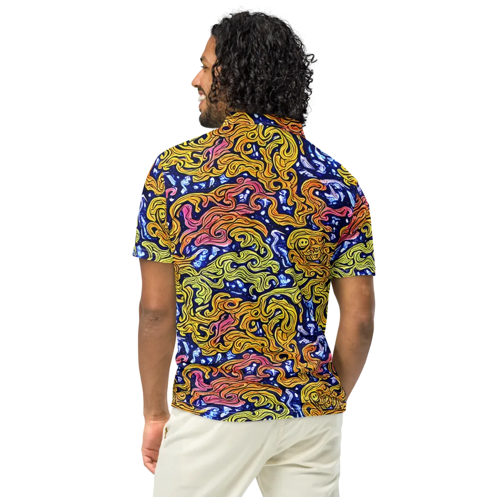 Golden Whorl on Men's Slim Fit Polo Shirt — Back