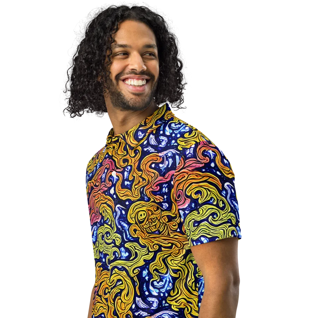 Golden Whorl on Men's Slim Fit Polo Shirt — Left Front