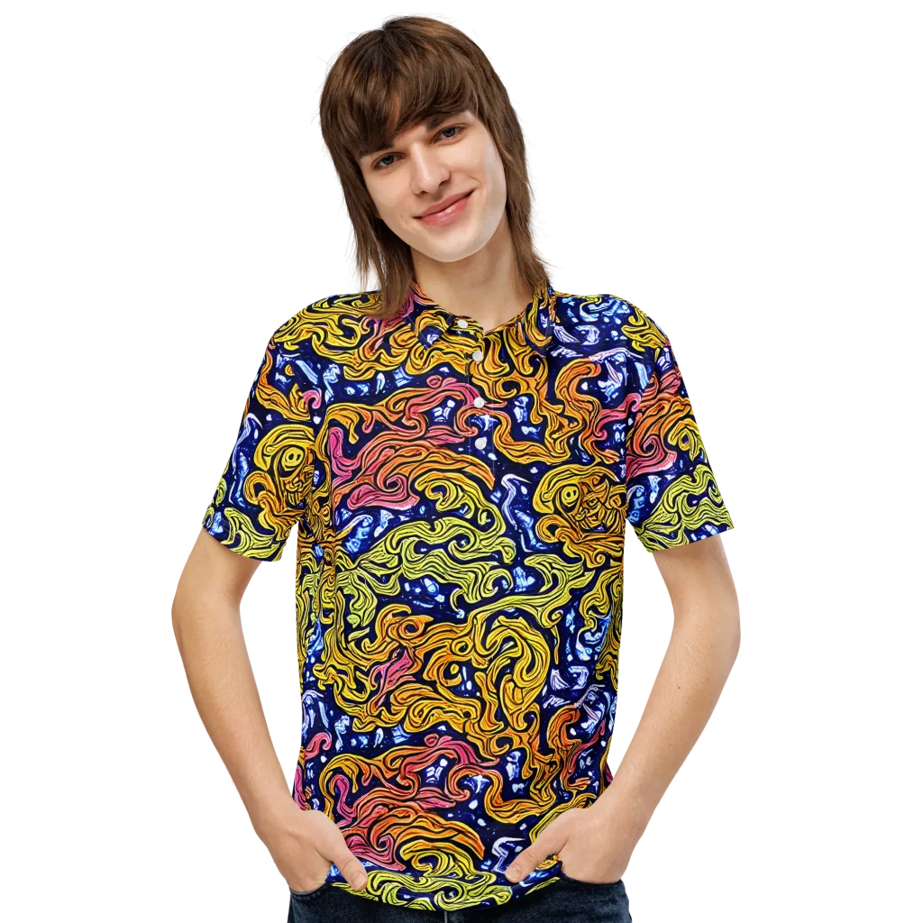 Golden Whorl on Men's Slim Fit Polo Shirt — Front