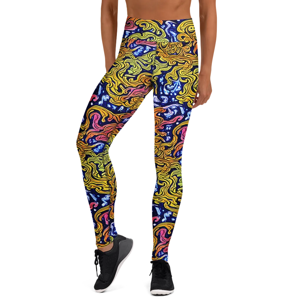 Golden Whorl on Yoga Leggings — Front
