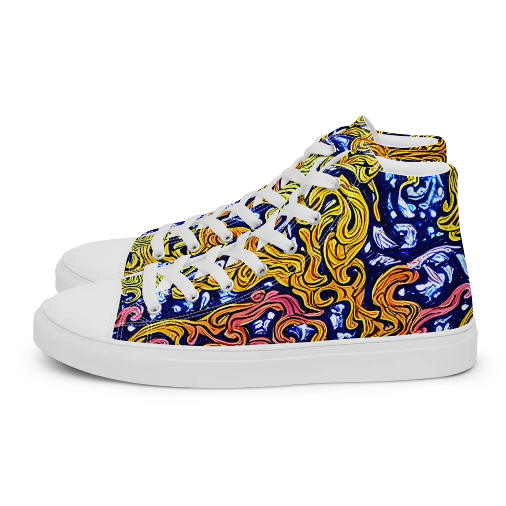 Golden Whorl on Men's High Top Canvas Shoes — Left
