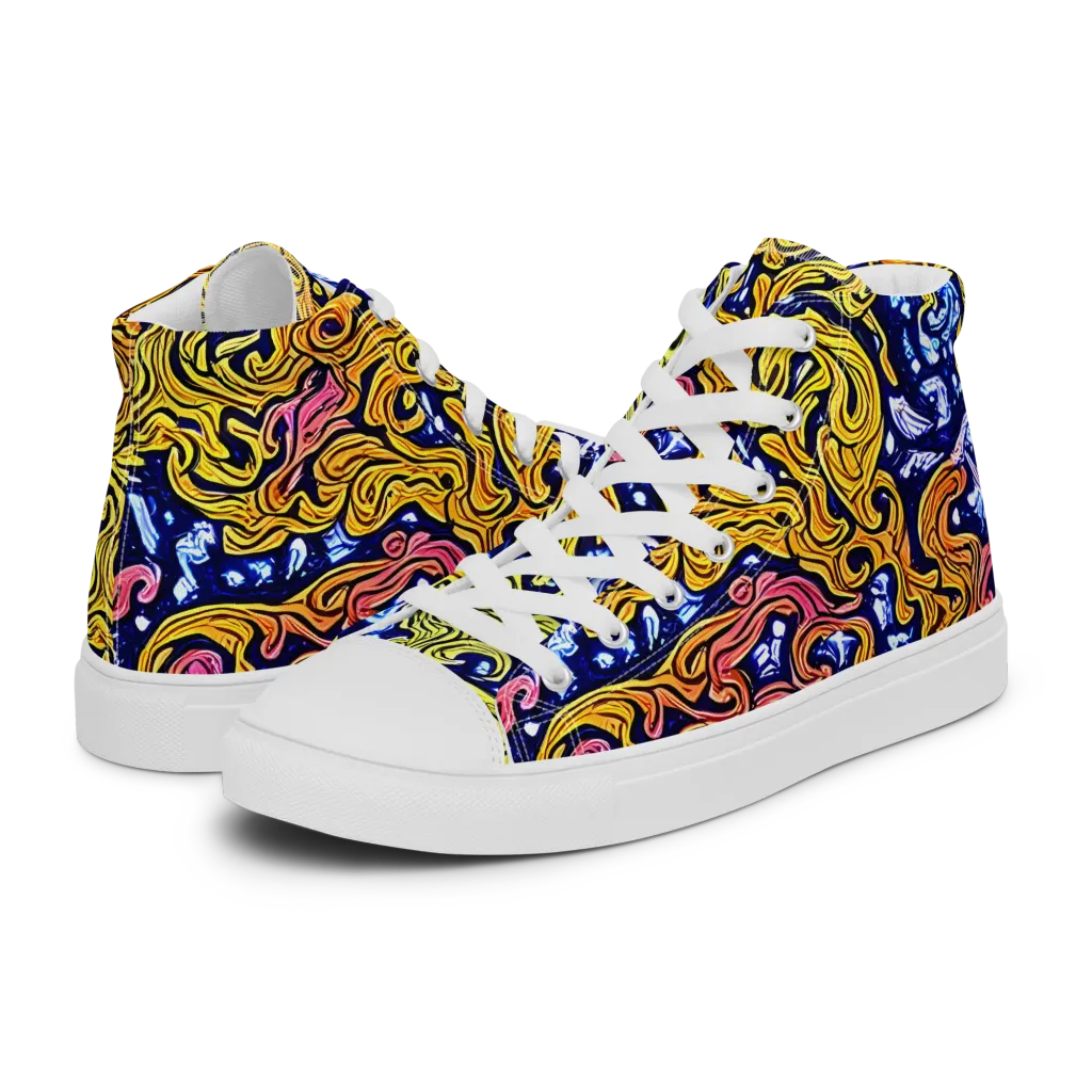 Golden Whorl on Men's High Top Canvas Shoes — Left