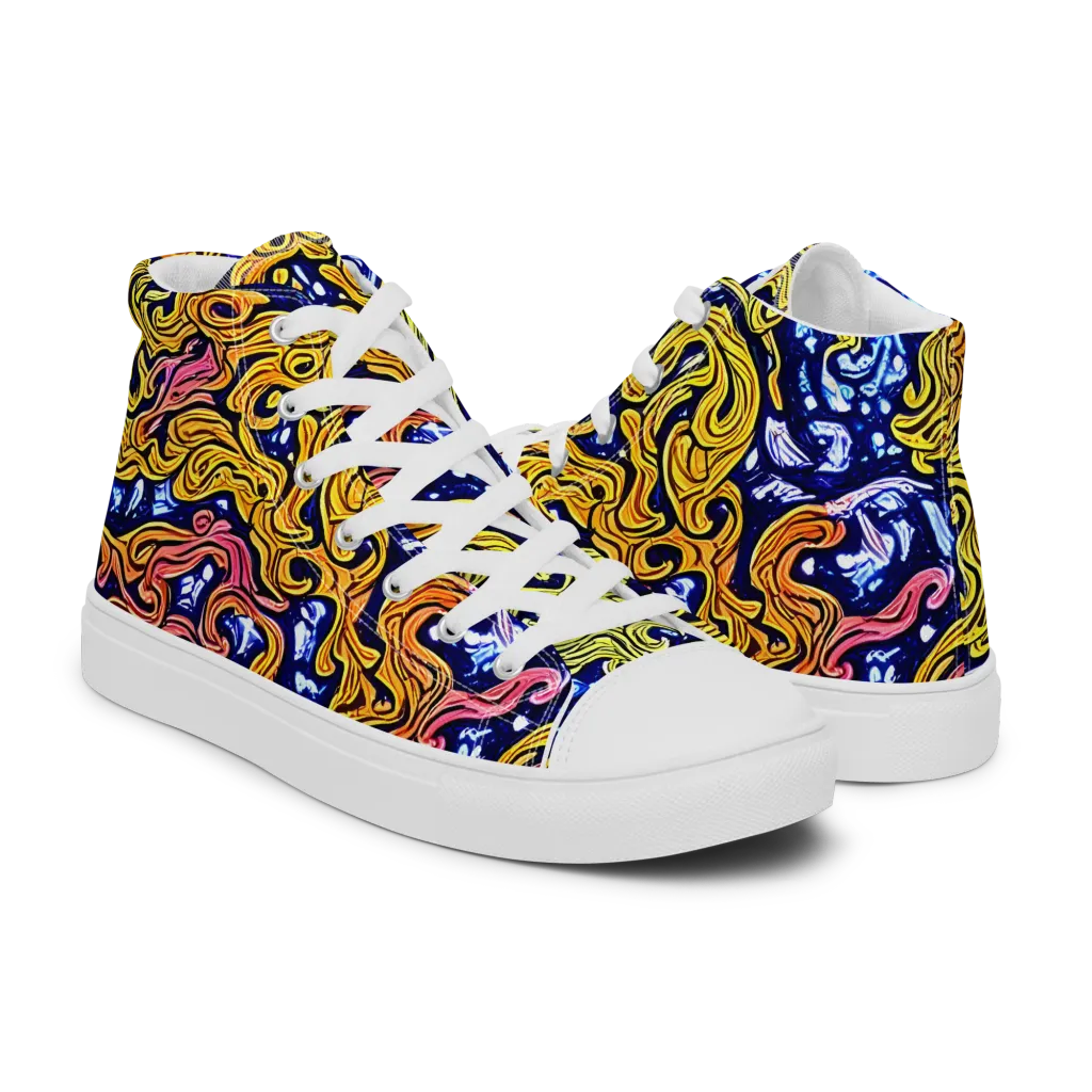 Golden Whorl on Men's High Top Canvas Shoes — Right
