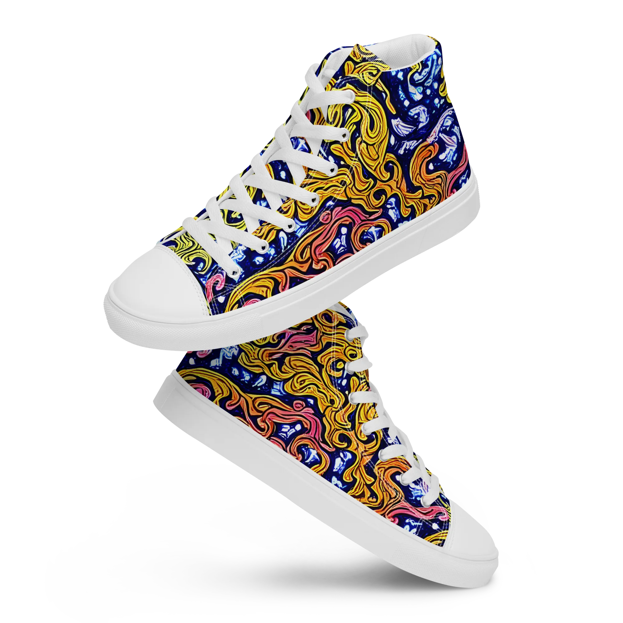Golden Whorl on Men's High Top Canvas Shoes — Front