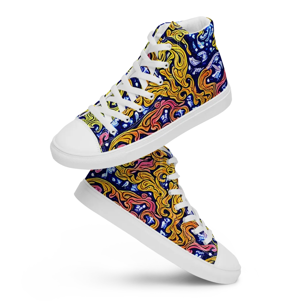 Golden Whorl on Men's High Top Canvas Shoes — Front