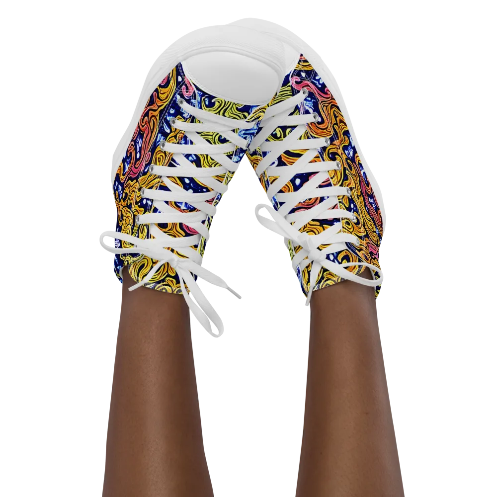Golden Whorl on Women's High Top Canvas Shoes — Front
