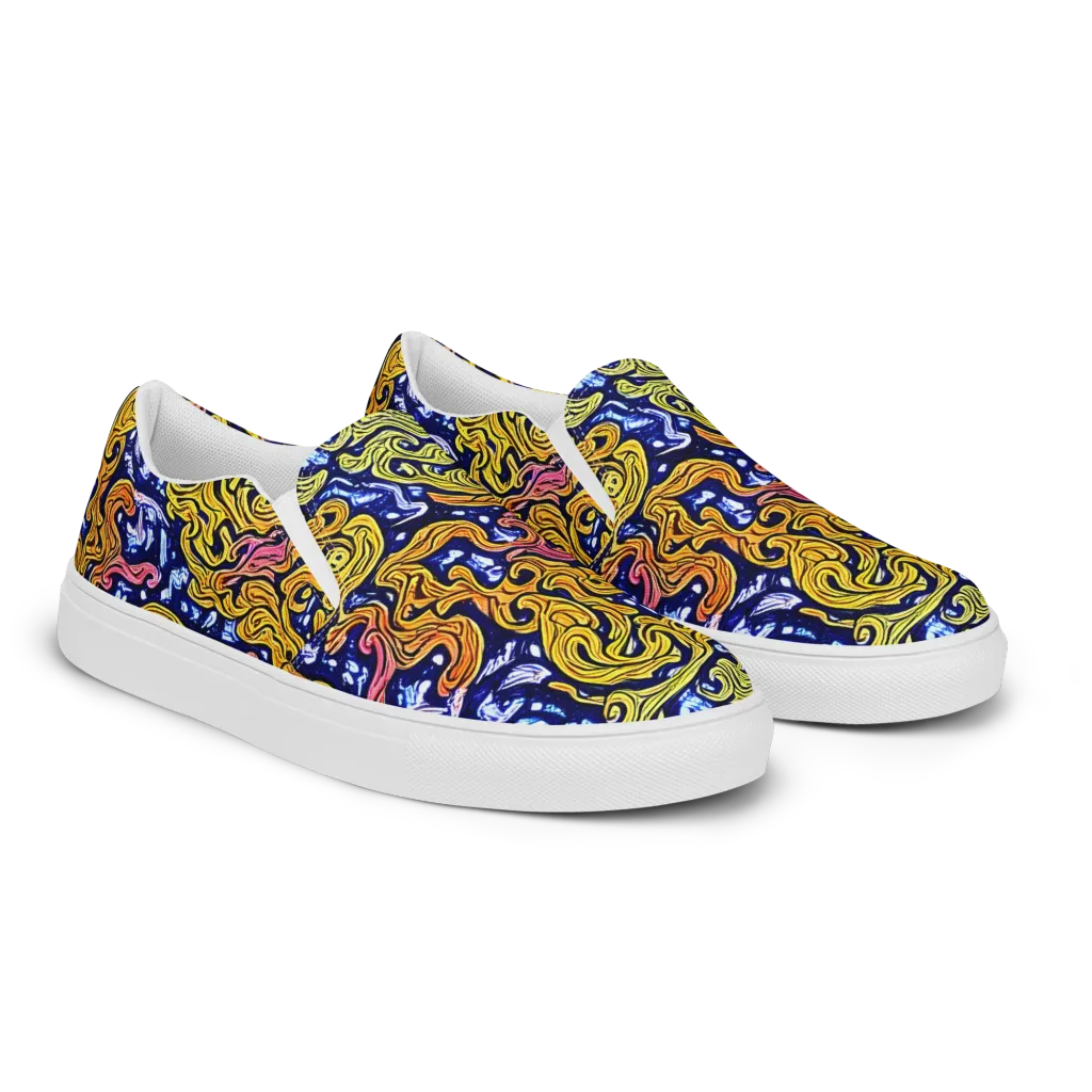 Golden Whorl on Men's Slip-On Canvas Shoes — Right Front