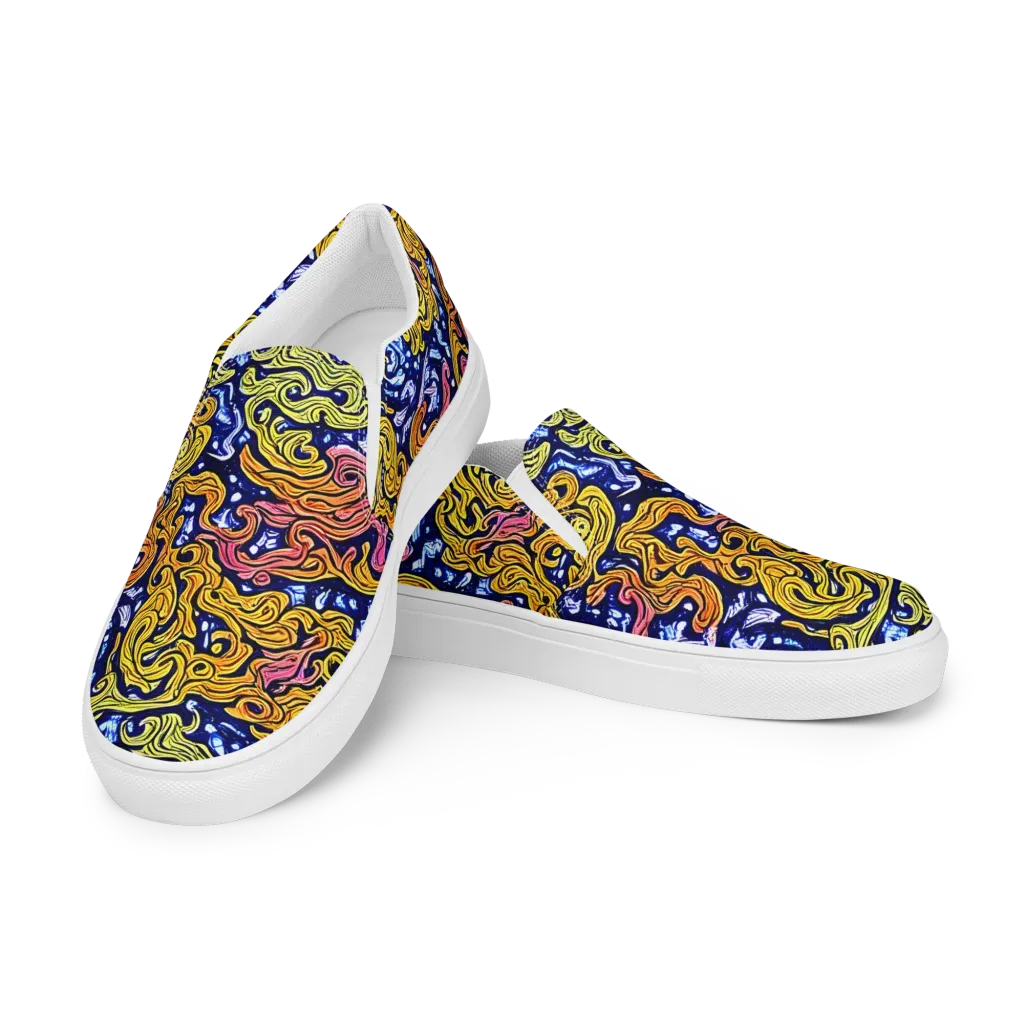 Golden Whorl on Men's Slip-On Canvas Shoes — Left Front
