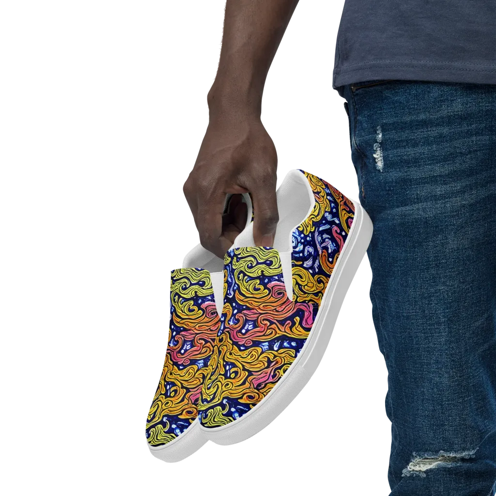 Golden Whorl on Men's Slip-On Canvas Shoes — Left Front