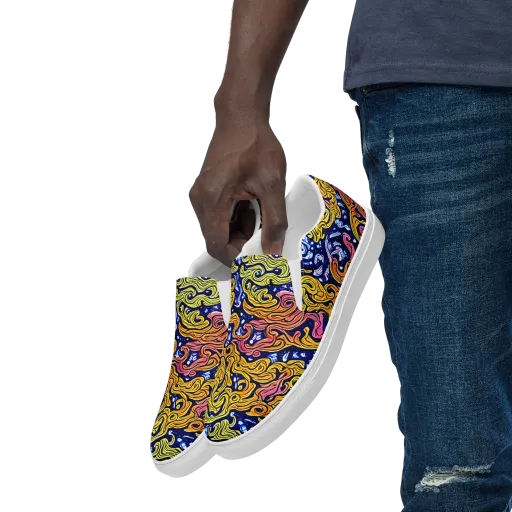 Golden Whorl on a Men's Slip-On Canvas Shoes