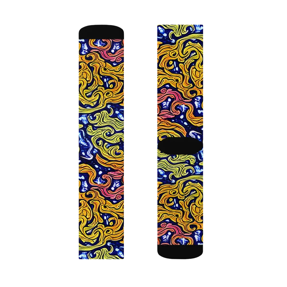 Golden Whorl on Socks — Left Sock
