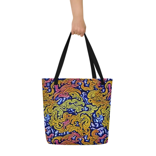 Golden Whorl on a Large Tote Bag W/ Pocket