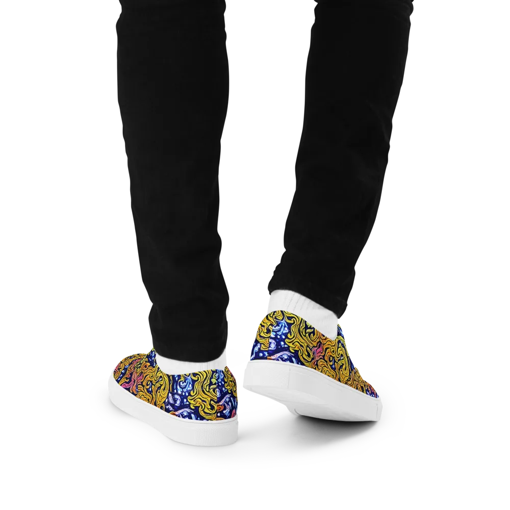 Golden Whorl on Men's Lace-Up Canvas Shoes — Back