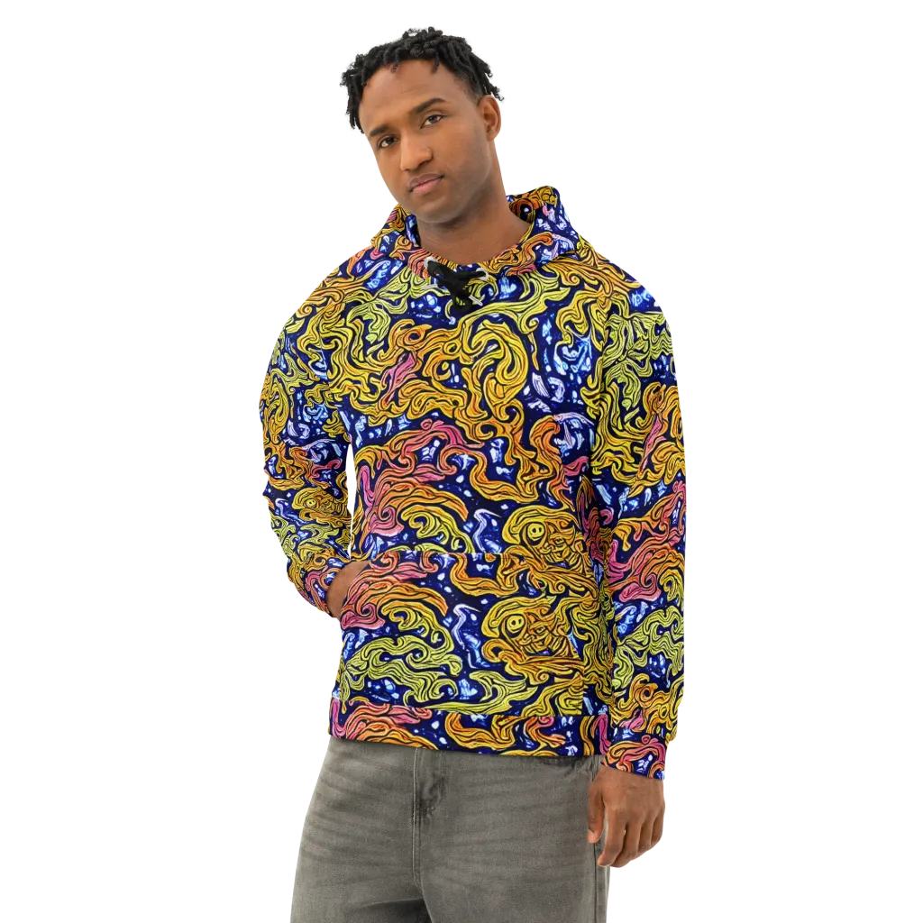 Golden Whorl on Cotton Hoodie — Left Front