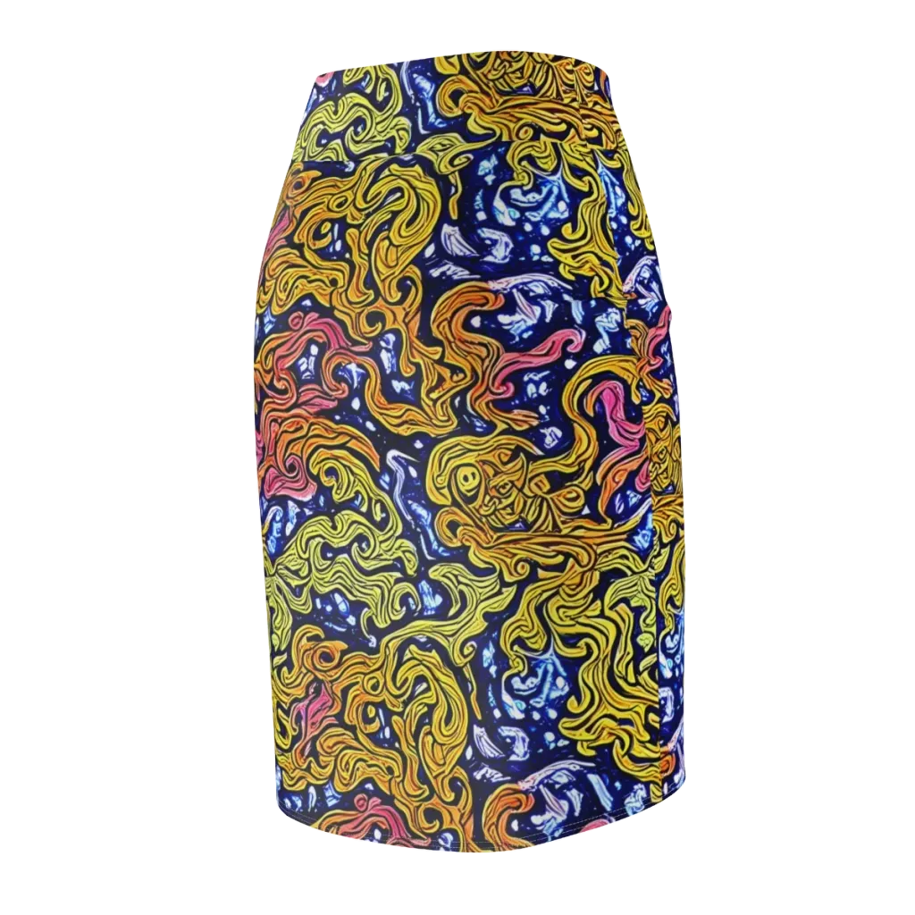 Golden Whorl on Pencil Skirt — Back Side