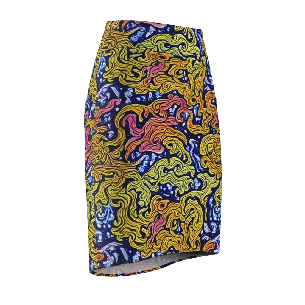 Golden Whorl on Pencil Skirt — Front Side