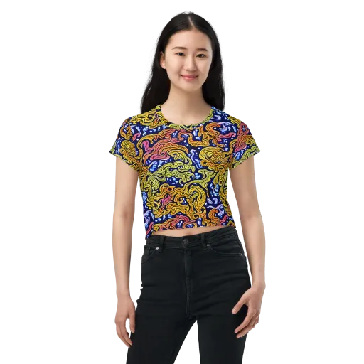 Golden Whorl on a Crop Tee