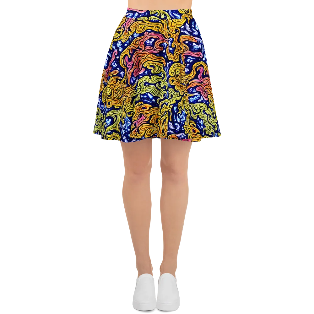 Golden Whorl on Skater Skirt — Front