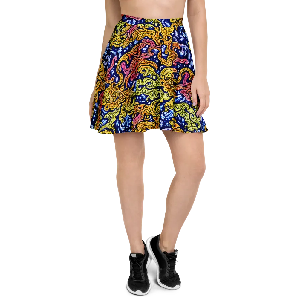 Golden Whorl on Skater Skirt — Front