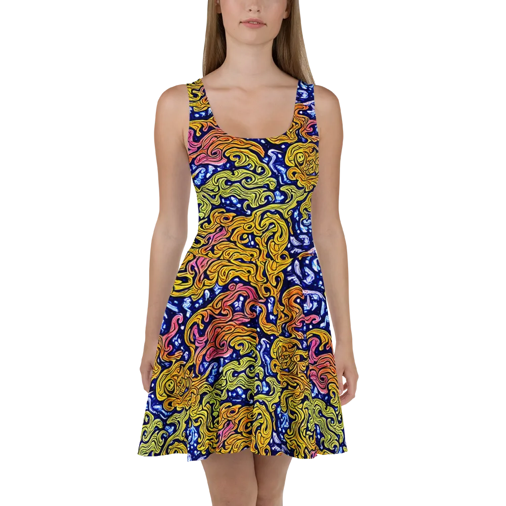 Golden Whorl on Skater Dress — Front