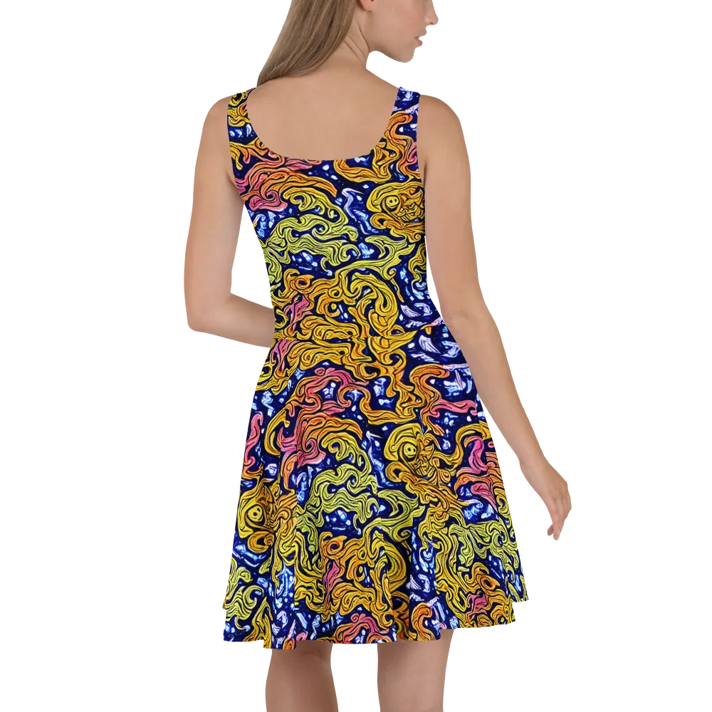 Golden Whorl on Skater Dress — Back