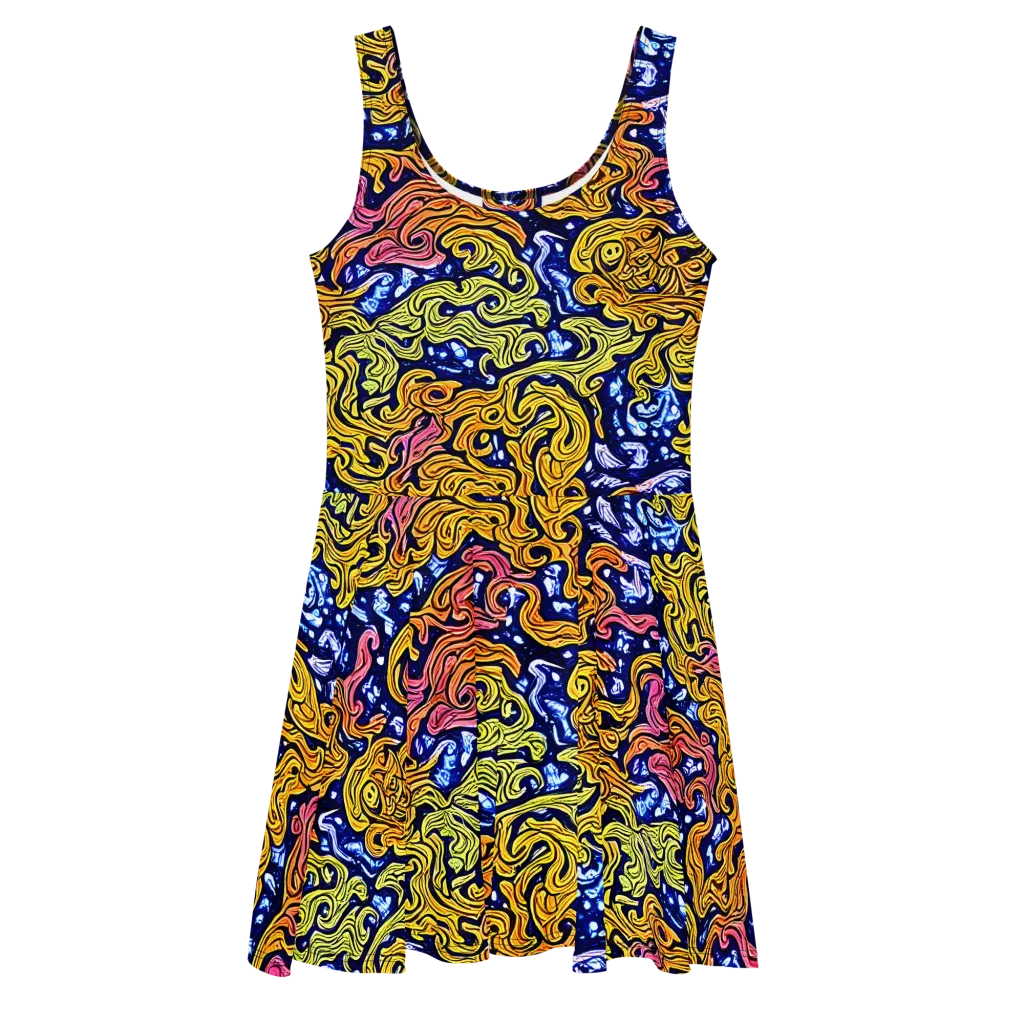 Golden Whorl on Skater Dress — Front