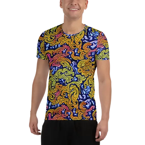 Golden Whorl on a Men's Athletic T-Shirt