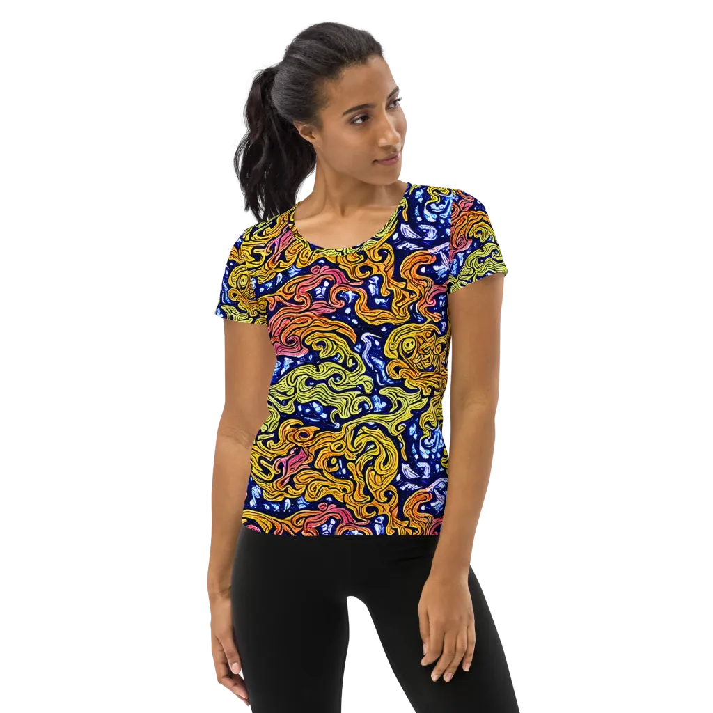 Golden Whorl on Women's Athletic T-Shirt — Front