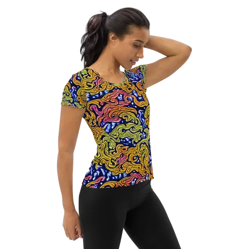 Golden Whorl on a Women's Athletic T-Shirt