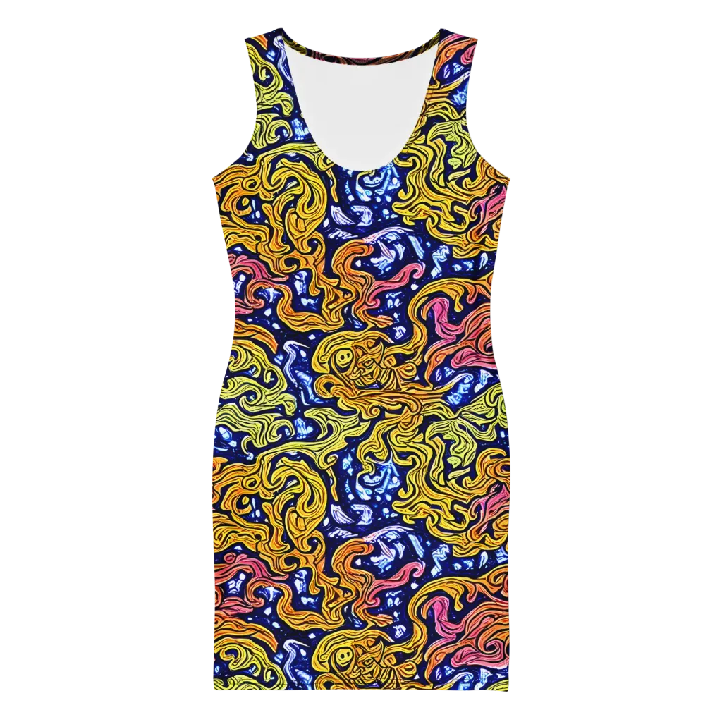 Golden Whorl on Bodycon Dress — Front