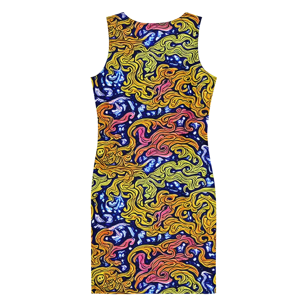 Golden Whorl on Bodycon Dress — Back