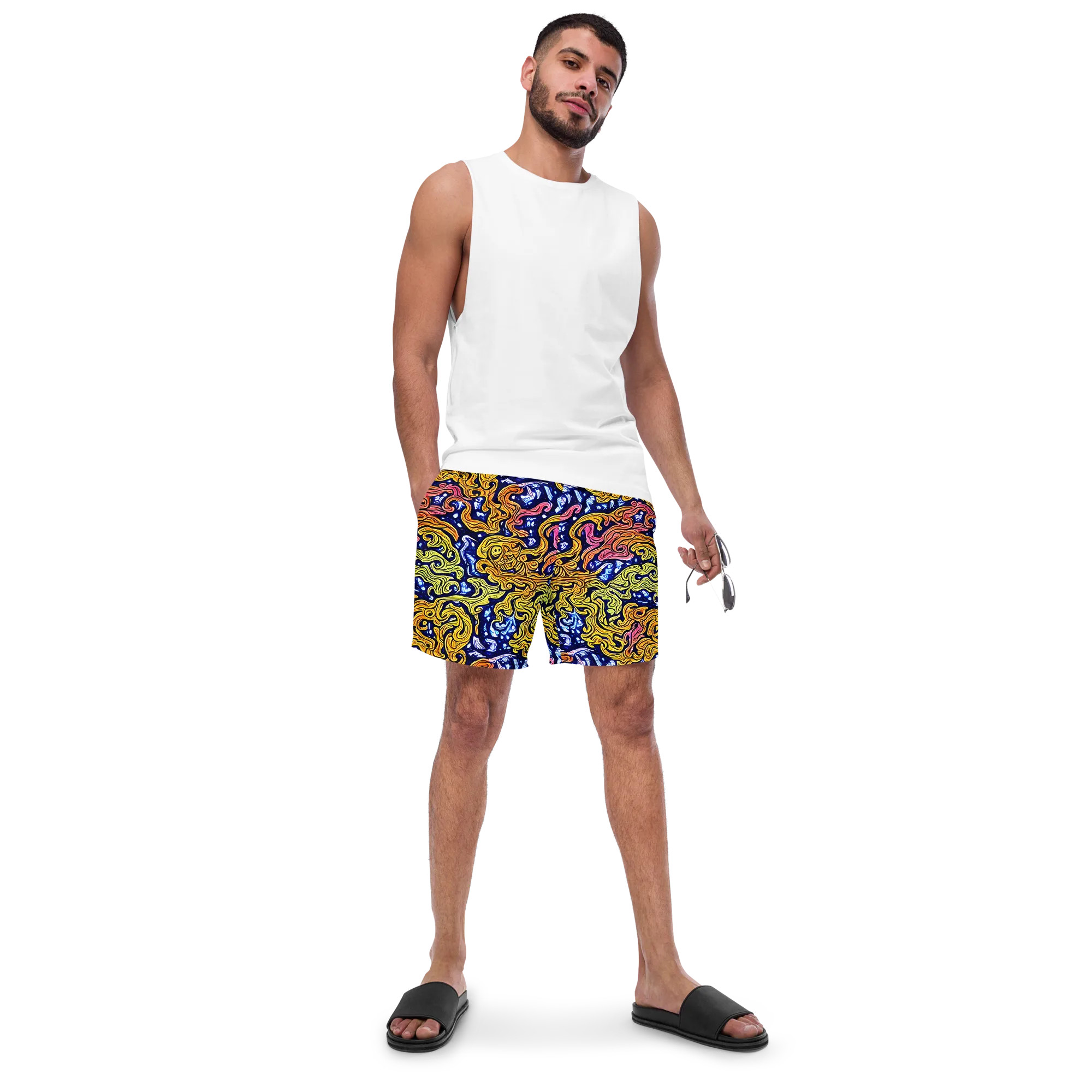 Golden Whorl on Swim Trunks — Front