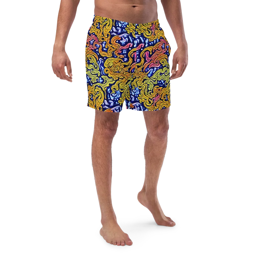 Golden Whorl on Swim Trunks — Front