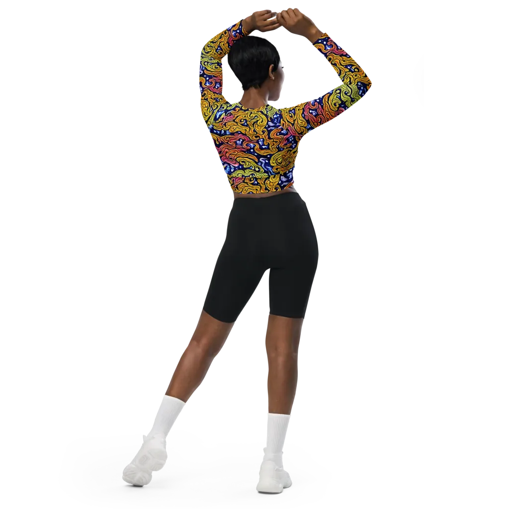 Golden Whorl on Long Sleeve Crop Top — Back