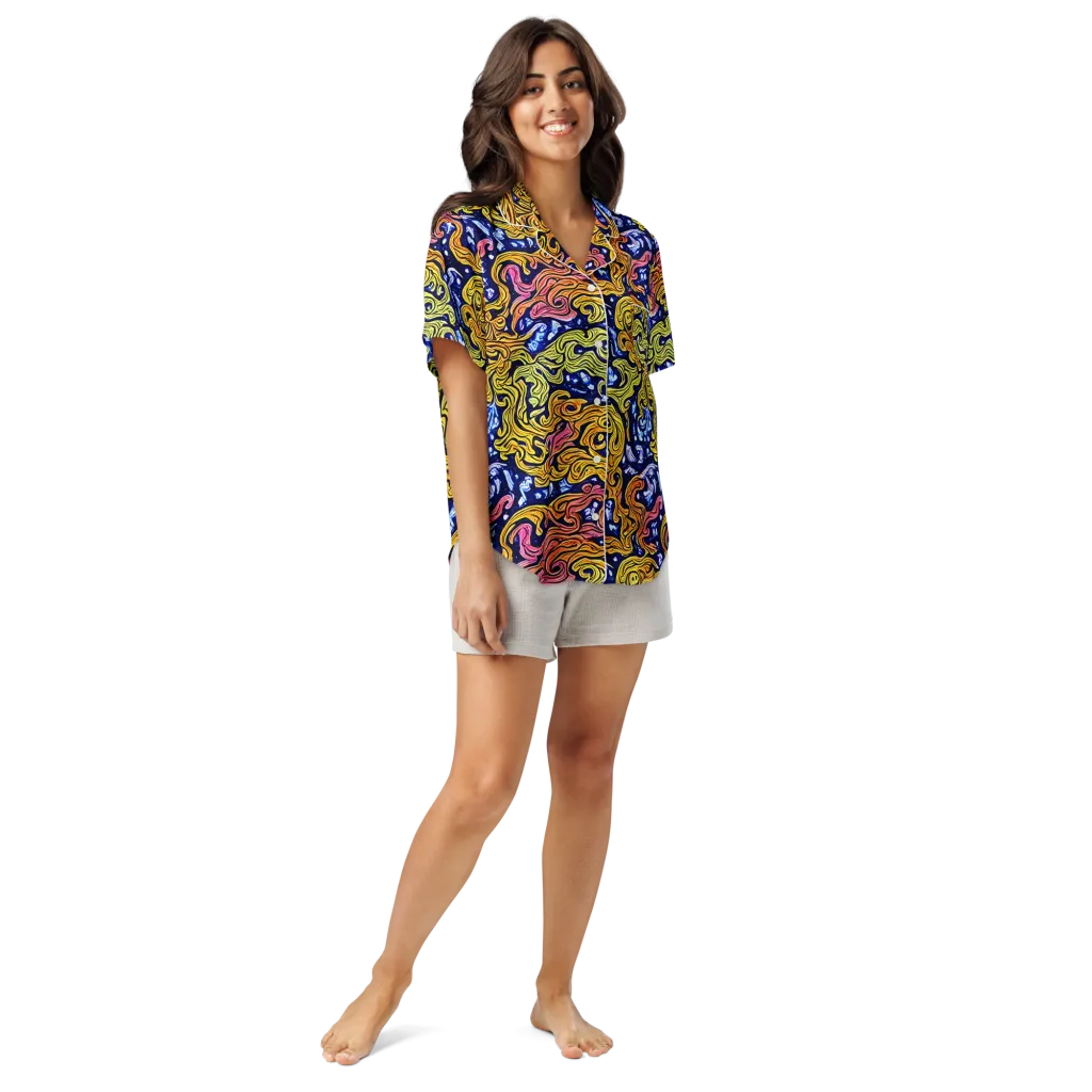 Golden Whorl on Women's Short Sleeve Pajama Top — Front