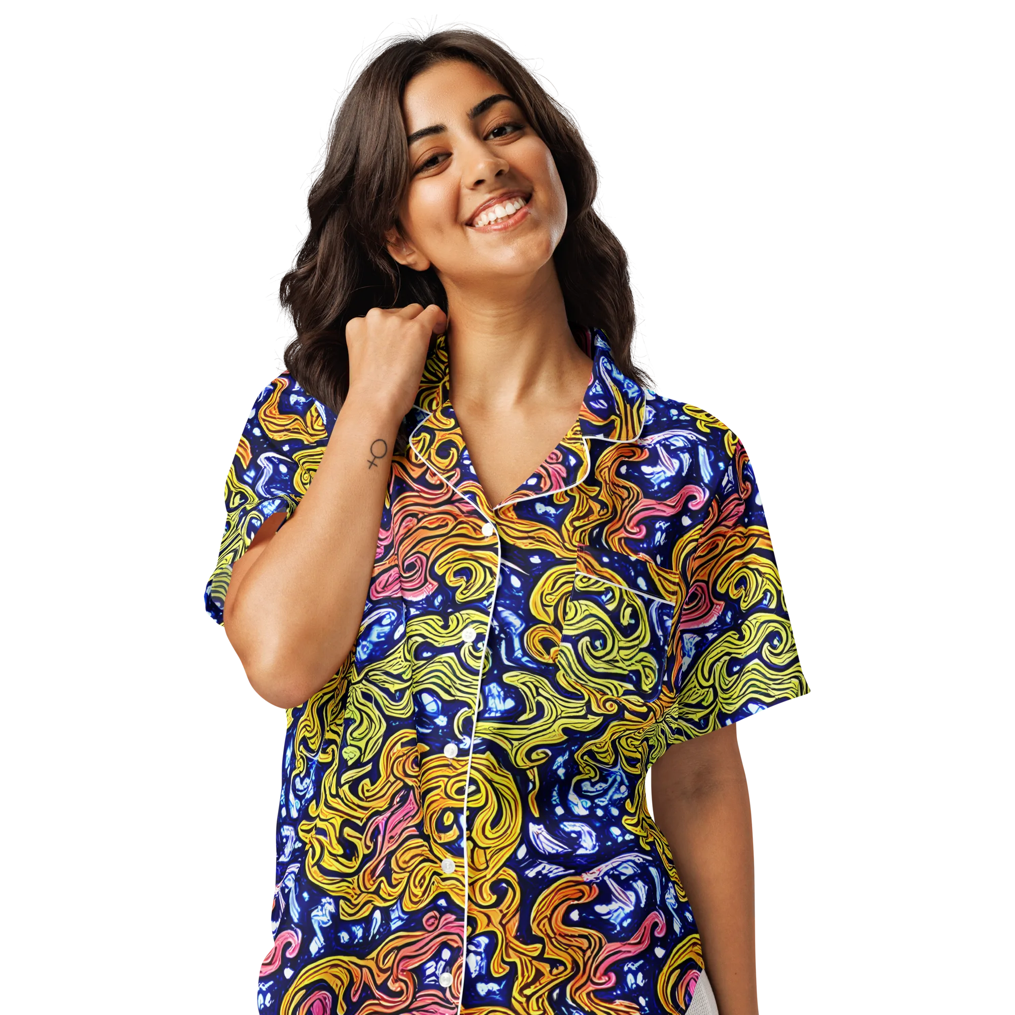 Golden Whorl on Women's Short Sleeve Pajama Top — Front