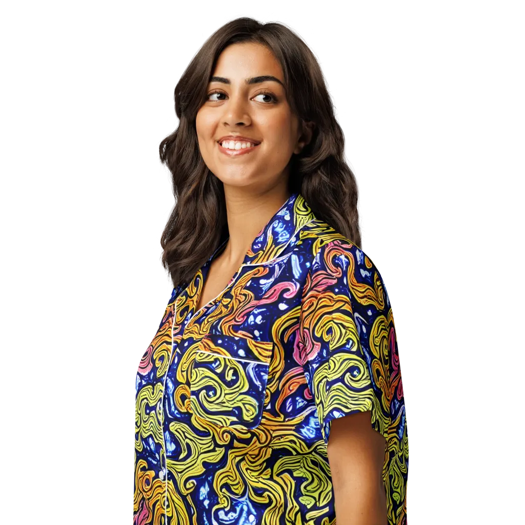 Golden Whorl on Women's Short Sleeve Pajama Top — Left Front