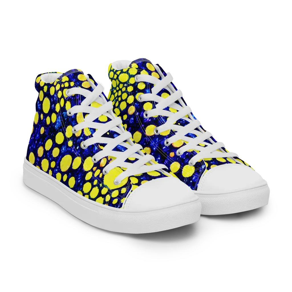 Solar Bubble on Men's High Top Canvas Shoes — Right Front
