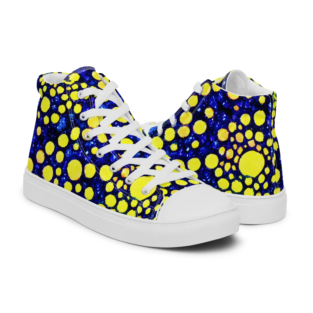 Solar Bubble on Men's High Top Canvas Shoes — Right