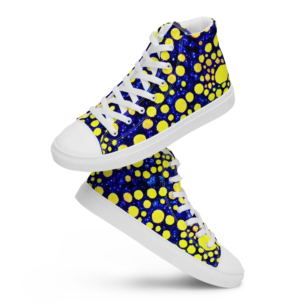 Solar Bubble on Men's High Top Canvas Shoes — Front