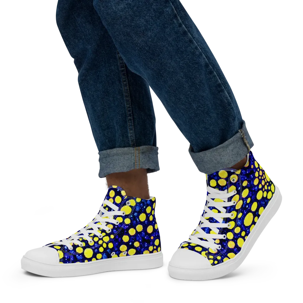 Solar Bubble on Men's High Top Canvas Shoes — Left