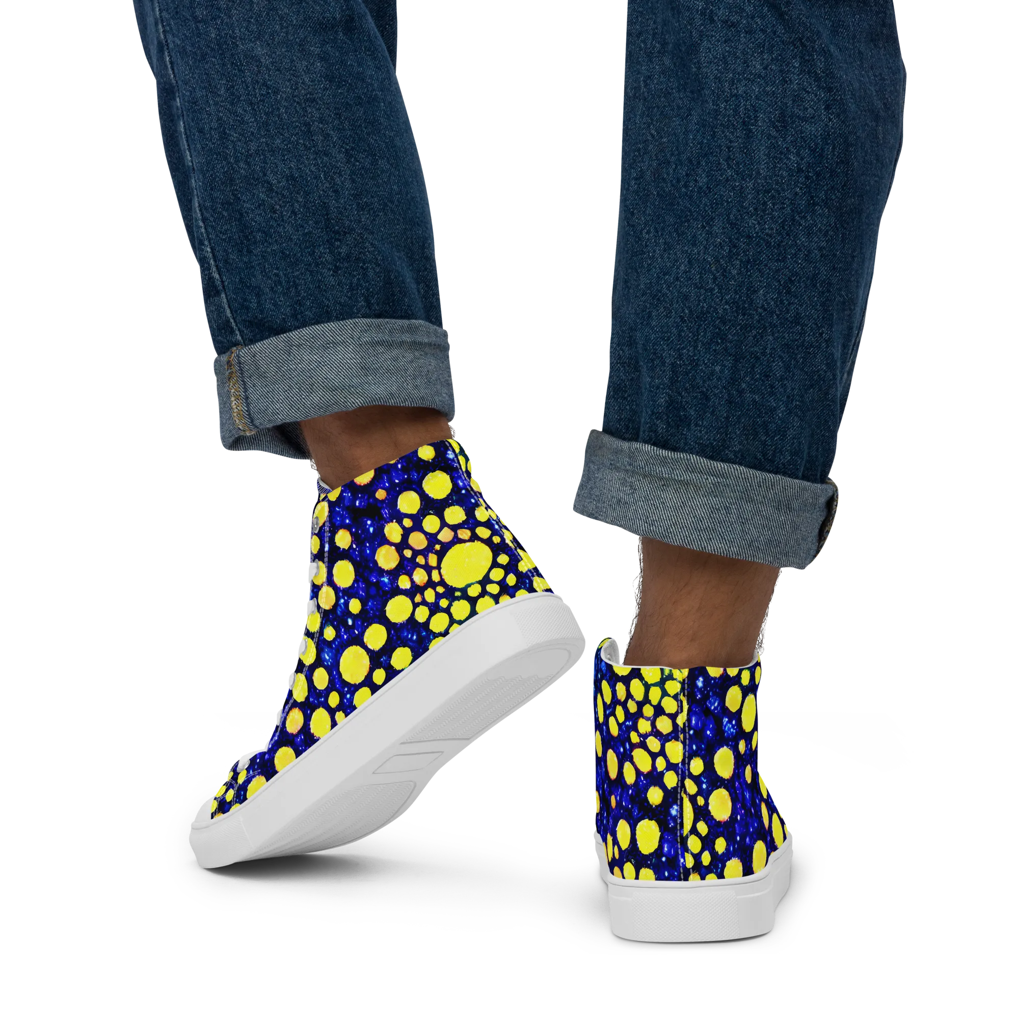 Solar Bubble on Men's High Top Canvas Shoes — Back