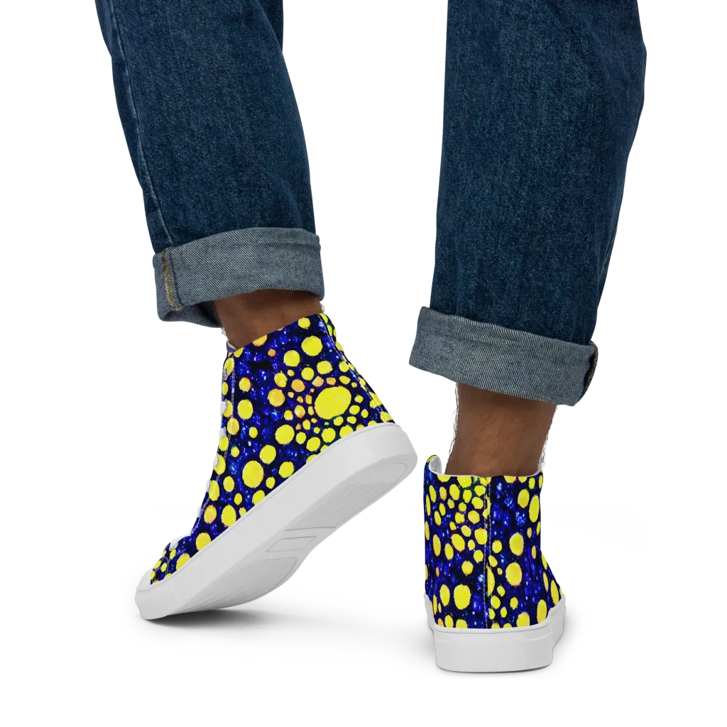 Solar Bubble on Men's High Top Canvas Shoes — Back