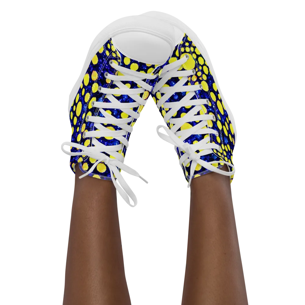 Solar Bubble on Women's High Top Canvas Shoes — Front