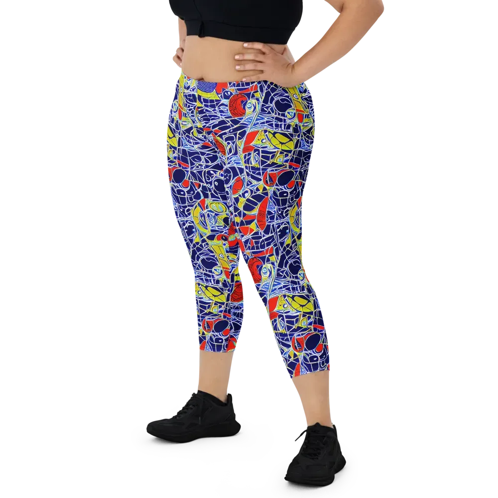 Blue Rapture on Capri Leggings — Front