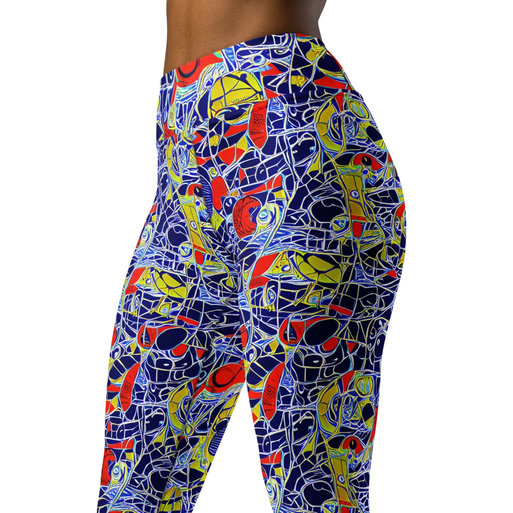 Blue Rapture on Yoga Leggings — Left Front